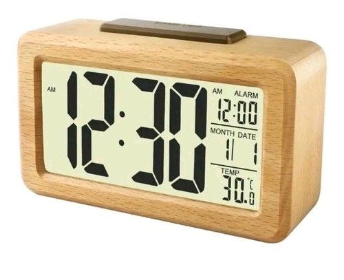 Wooden alarm clock with large - wooden,