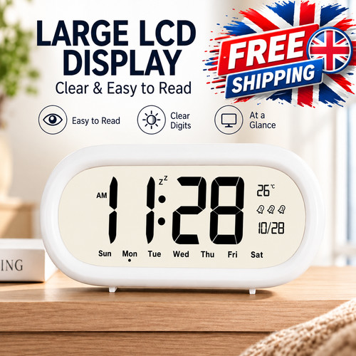 Digital alarm clock large - large, lcd