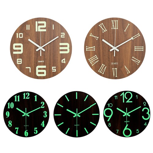 Wooden luminous wall clock - wooden,