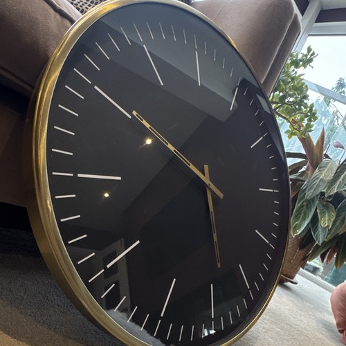 Large black gold wall - black, clock